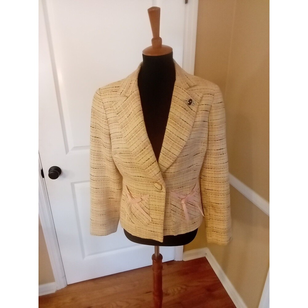 Bentley A. Yellow Tweed Women's Size 8 Blazer Jacket  Cotton Viscose